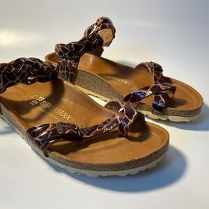 Leather ankle wrap sandal